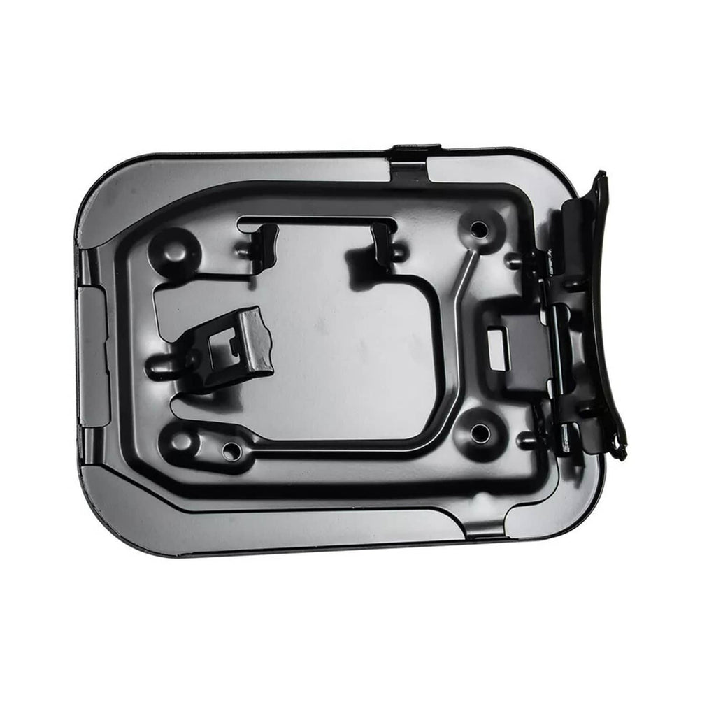 Black fuel door cover with inner mounting clips and hardware