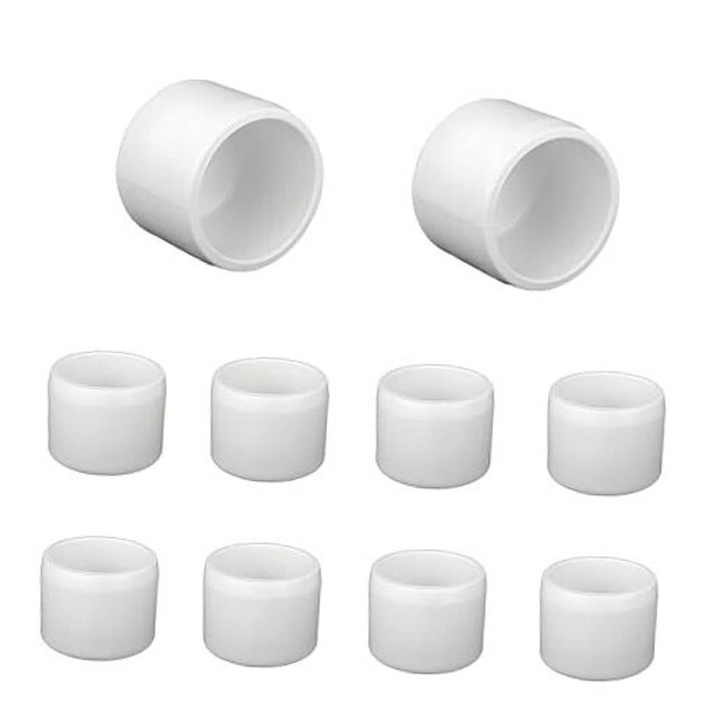 White 1/2-inch PVC pipe end cap plug, close-up round cap