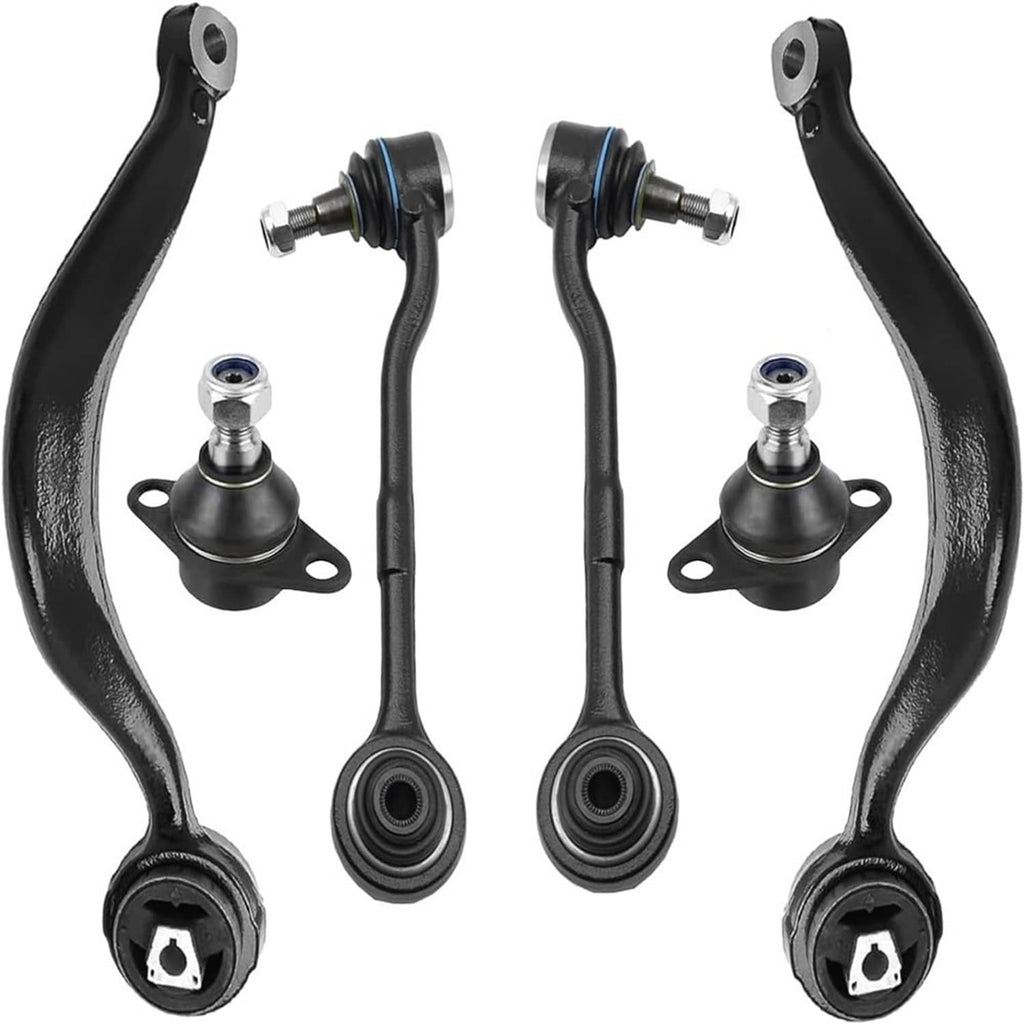 Set of front lower control arms with ball joints, black steel and rubber bushings