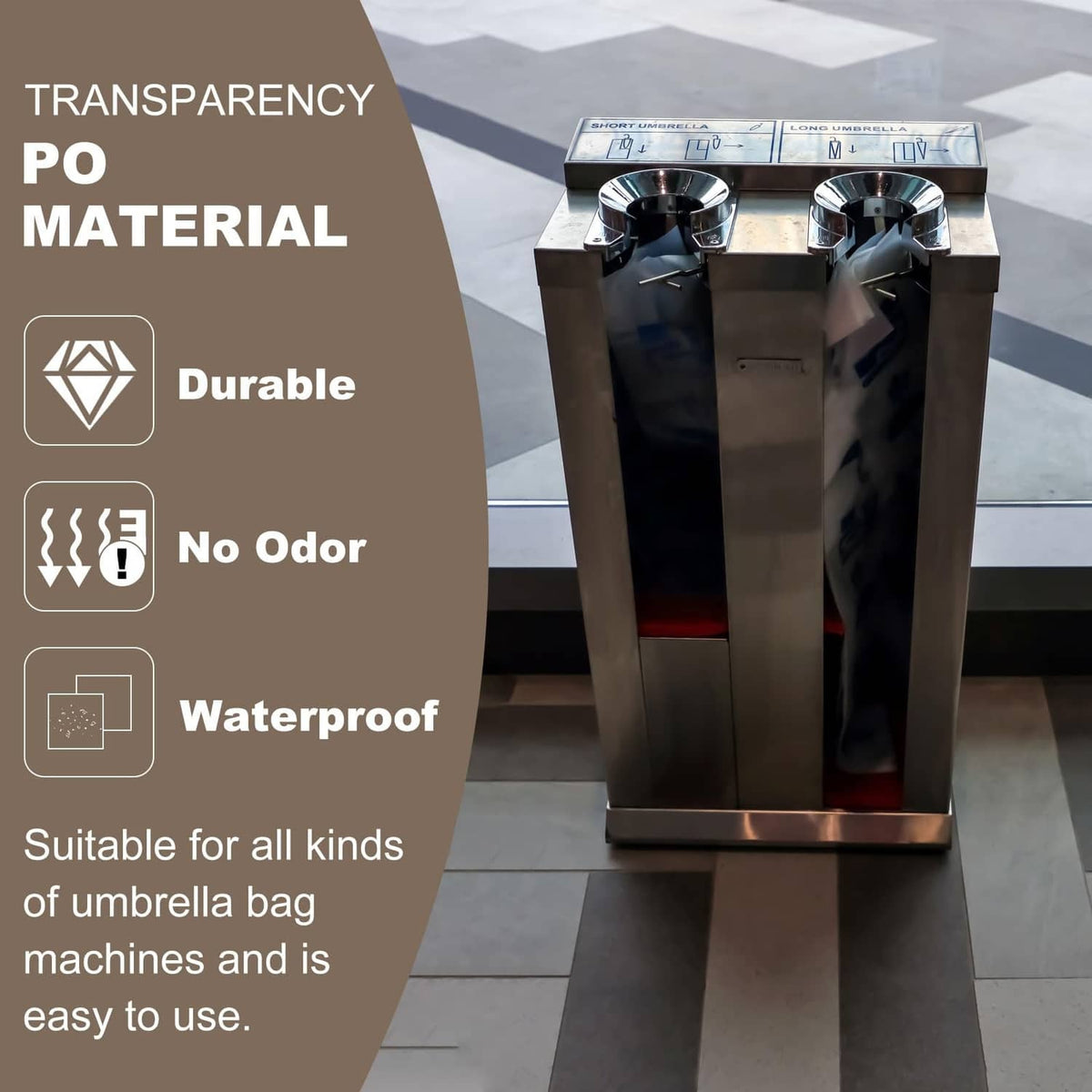Stainless-steel umbrella bag dispenser with two matching units