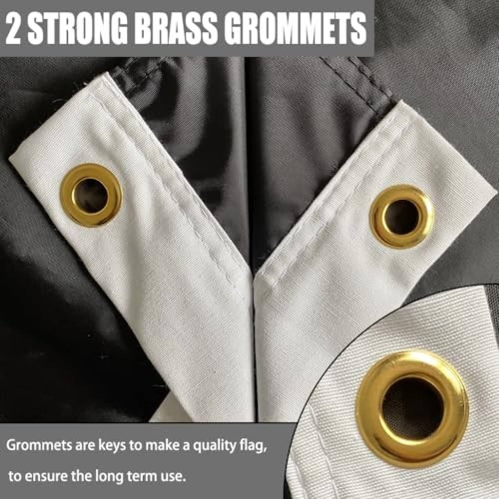 Double-sided nylon flag with 2 strong brass grommets and reinforced edge binding