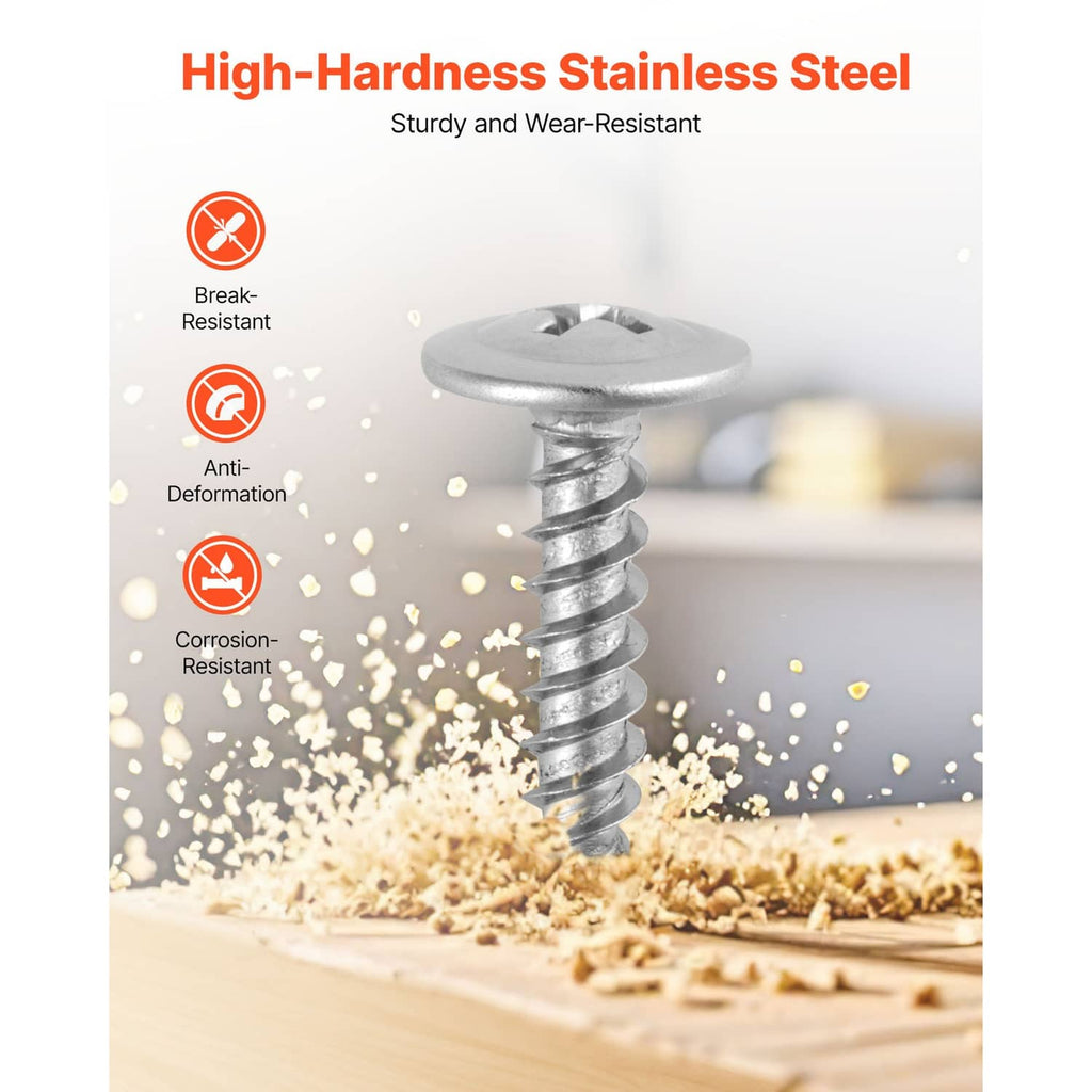 Stainless steel self-drilling screw with round head and sharp drill point