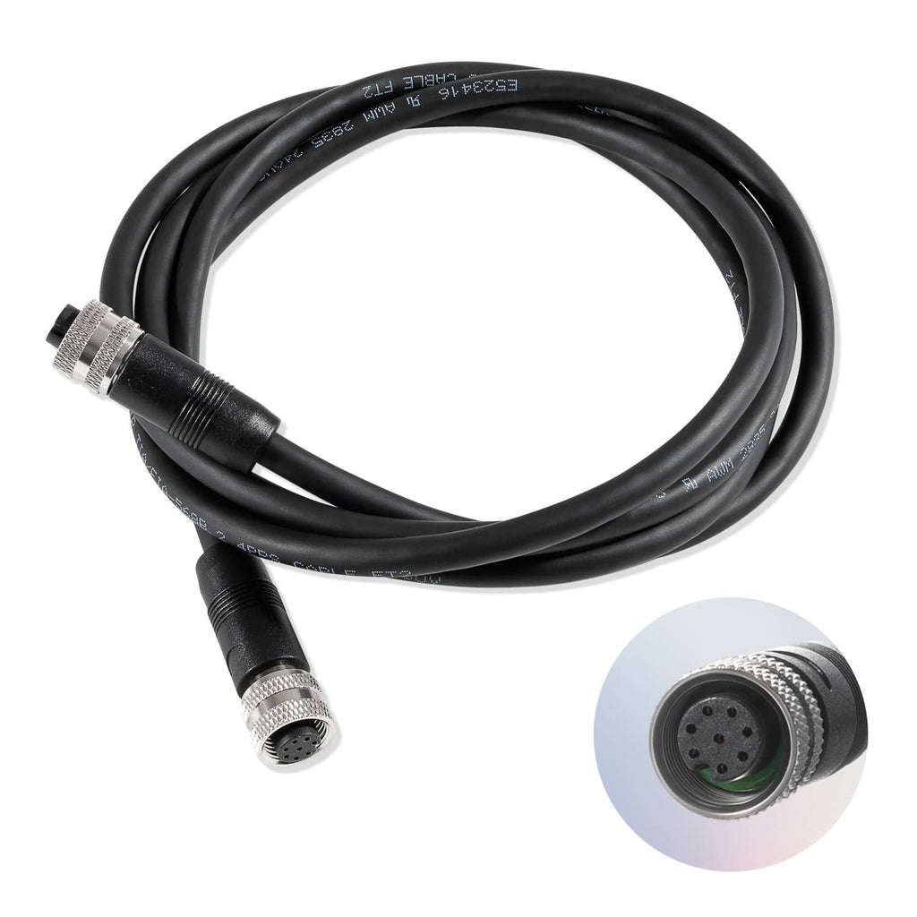 Boat ethernet cable, 5 ft black cable with 8-pin circular connector ends