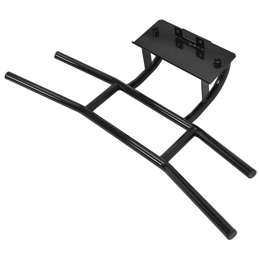 Black bumper brush guard with diagonal frame bars and top mounting bracket