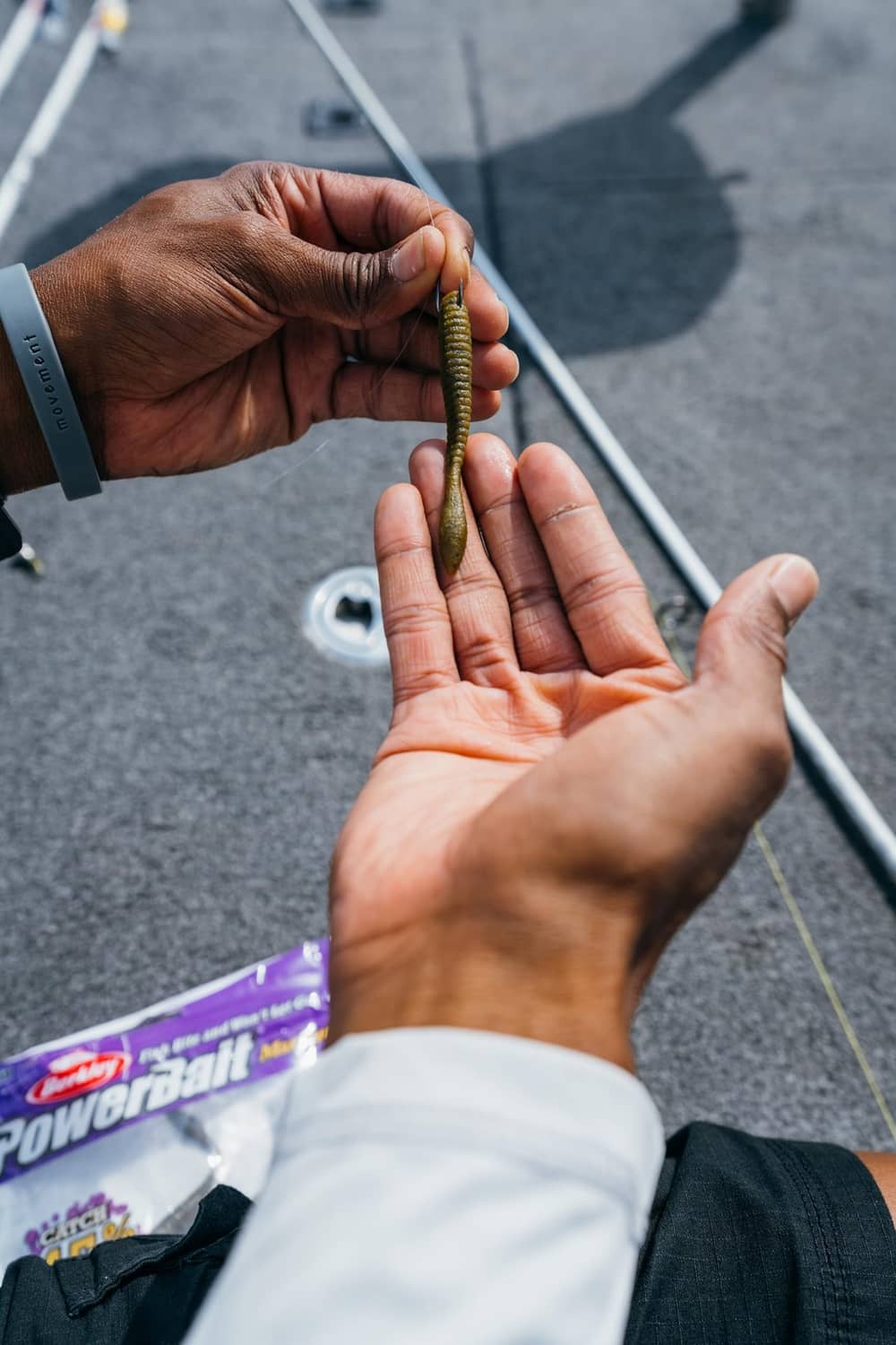 Soft plastic finesse fishing bait, dark green with gold speckles
