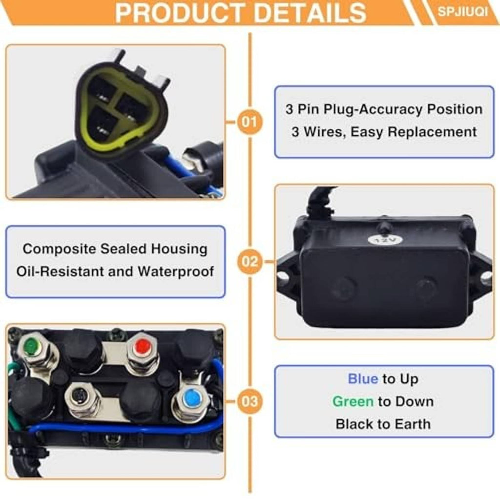 Sealed 12V power trim tilt relay with waterproof housing and color-coded wiring