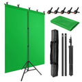 Green screen backdrop kit with green sheet, clips, tripod stand, carry bag