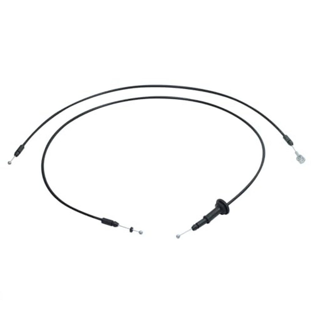 Hood latch release cable assembly with black cable loops and silver cable end hardware