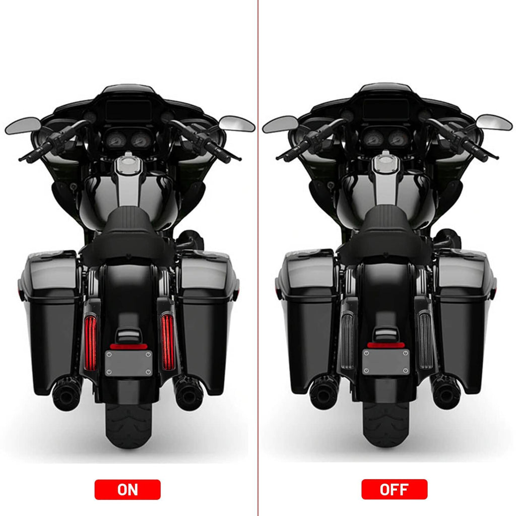 Black LED rear light fascia on motorcycle, lights off view