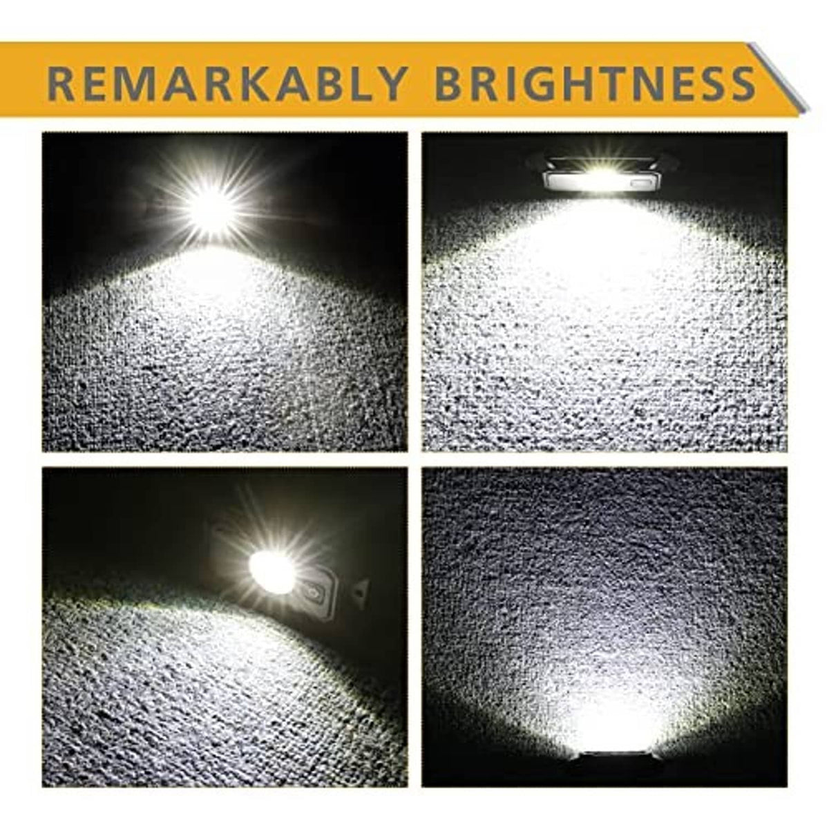 LED dome light brightness test showing white beam output on textured surface