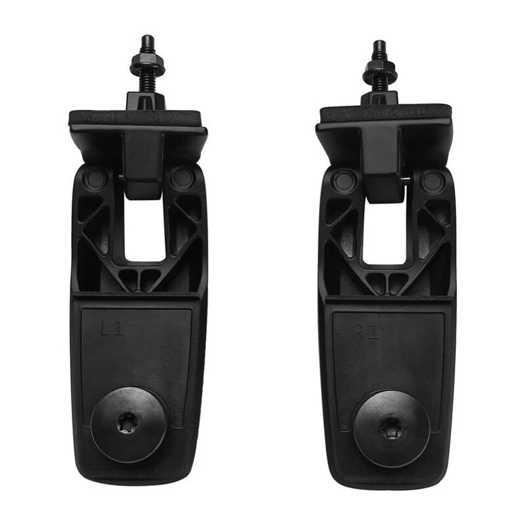Rear liftgate window glass hatch hinge, black plastic with mounting bolts