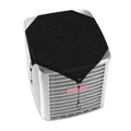 Outside air conditioner unit cover with black waterproof vinyl, fitted over top and sides