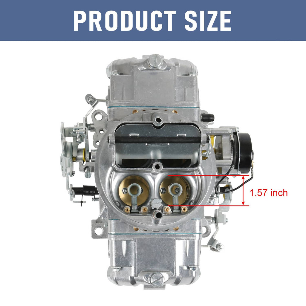 Front view of 4-barrel carburetor with air horn and electric choke housing