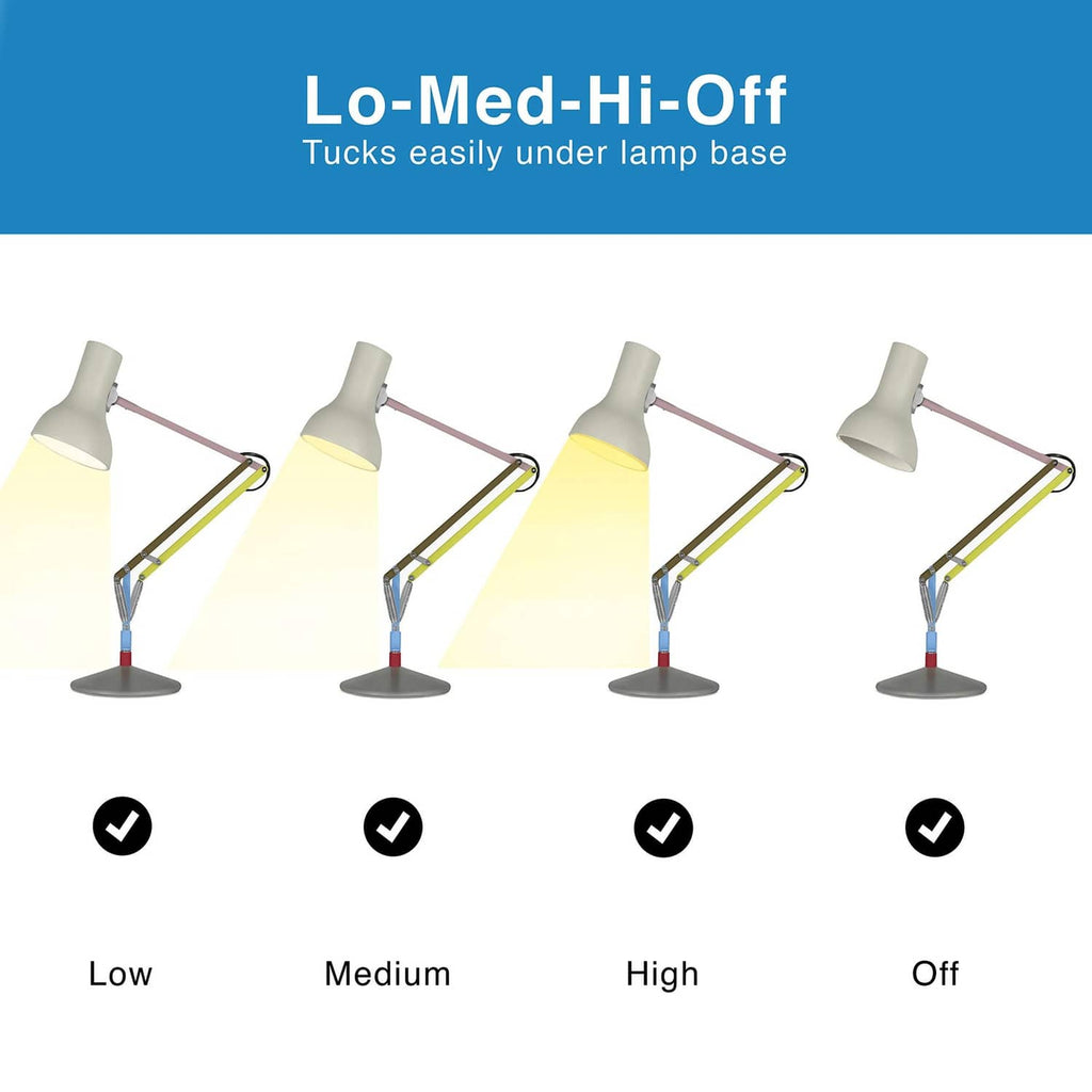 3-way touch dimmer level indicator for lamp: low, medium, high, off positions