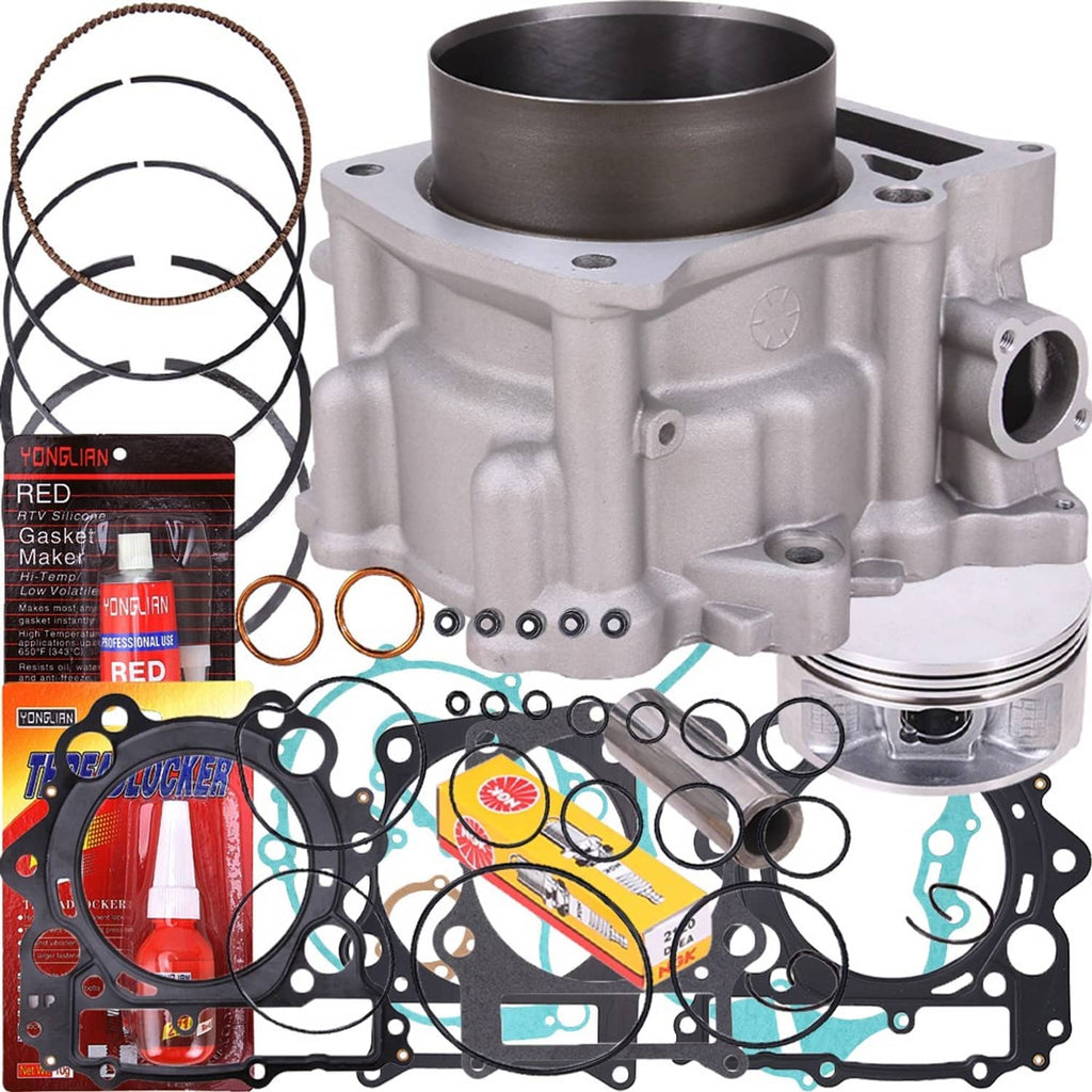 Engine cylinder gasket and piston kit with cylinder block, piston, rings, and gaskets