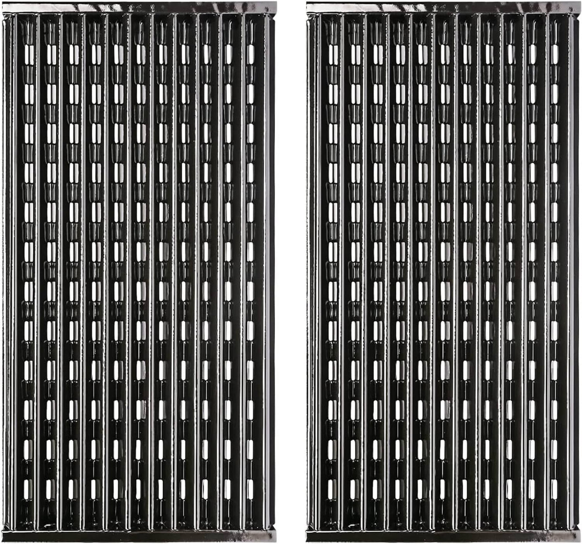 Porcelain coated grill grates, two vertical panels with evenly spaced bar rows