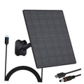 Black solar charger panel with wall bracket and attached cable set