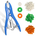 Blue and silver stainless elastrator banding pliers with mixed rubber rings