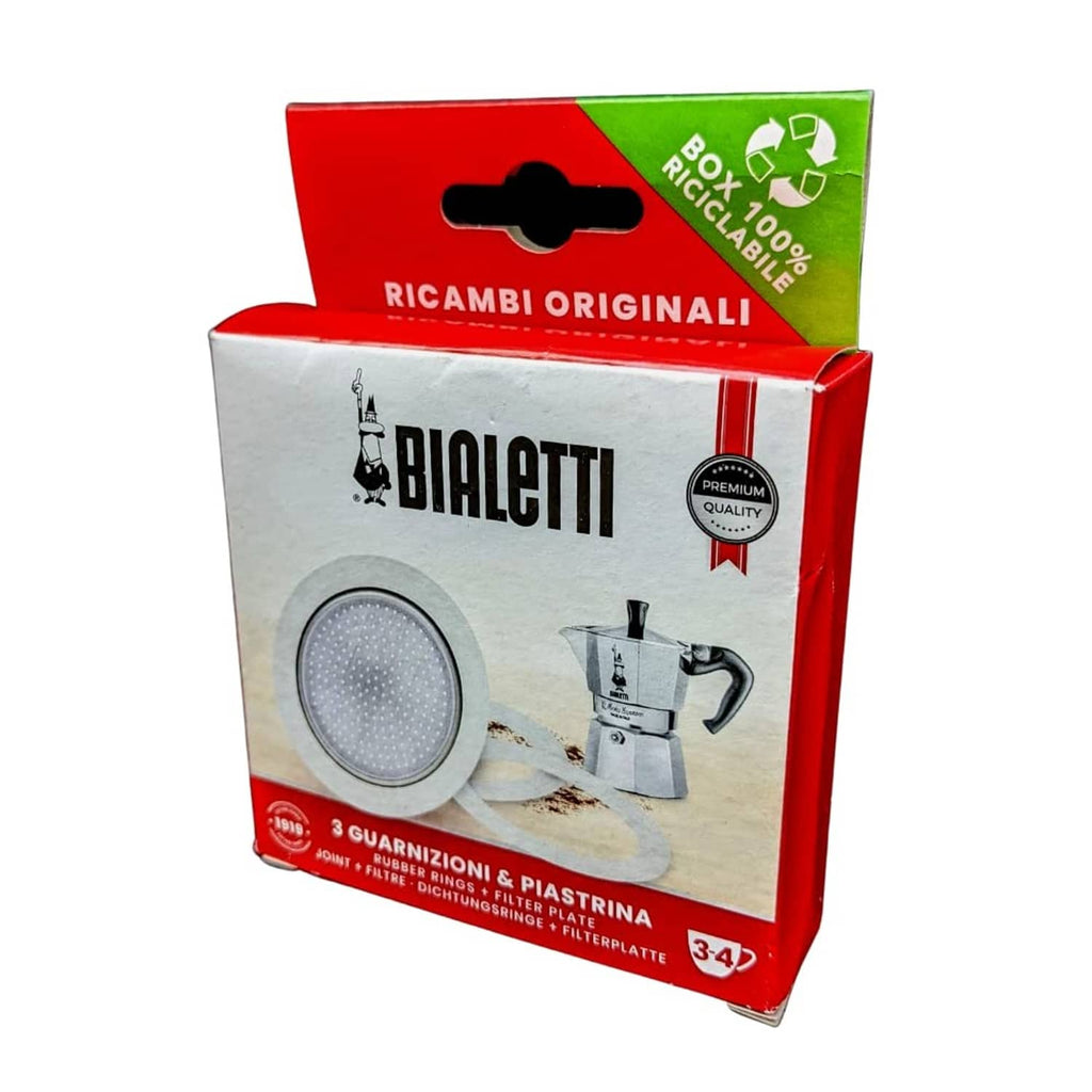 Bialetti originals spare parts set with filter plate and 3 rubber ring gaskets