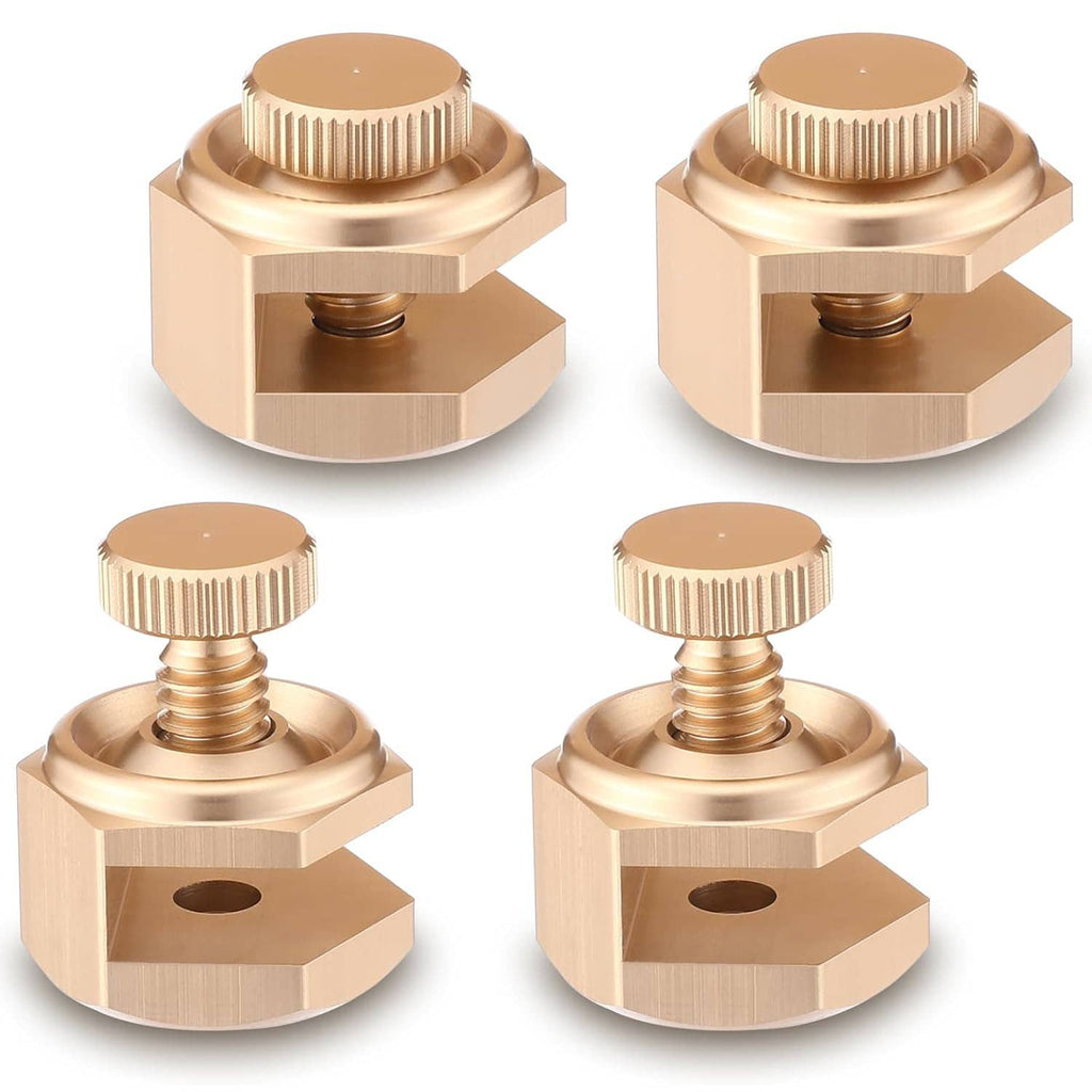 4-pack stair gauge set with gold metal base and knurled thumb screw clamps