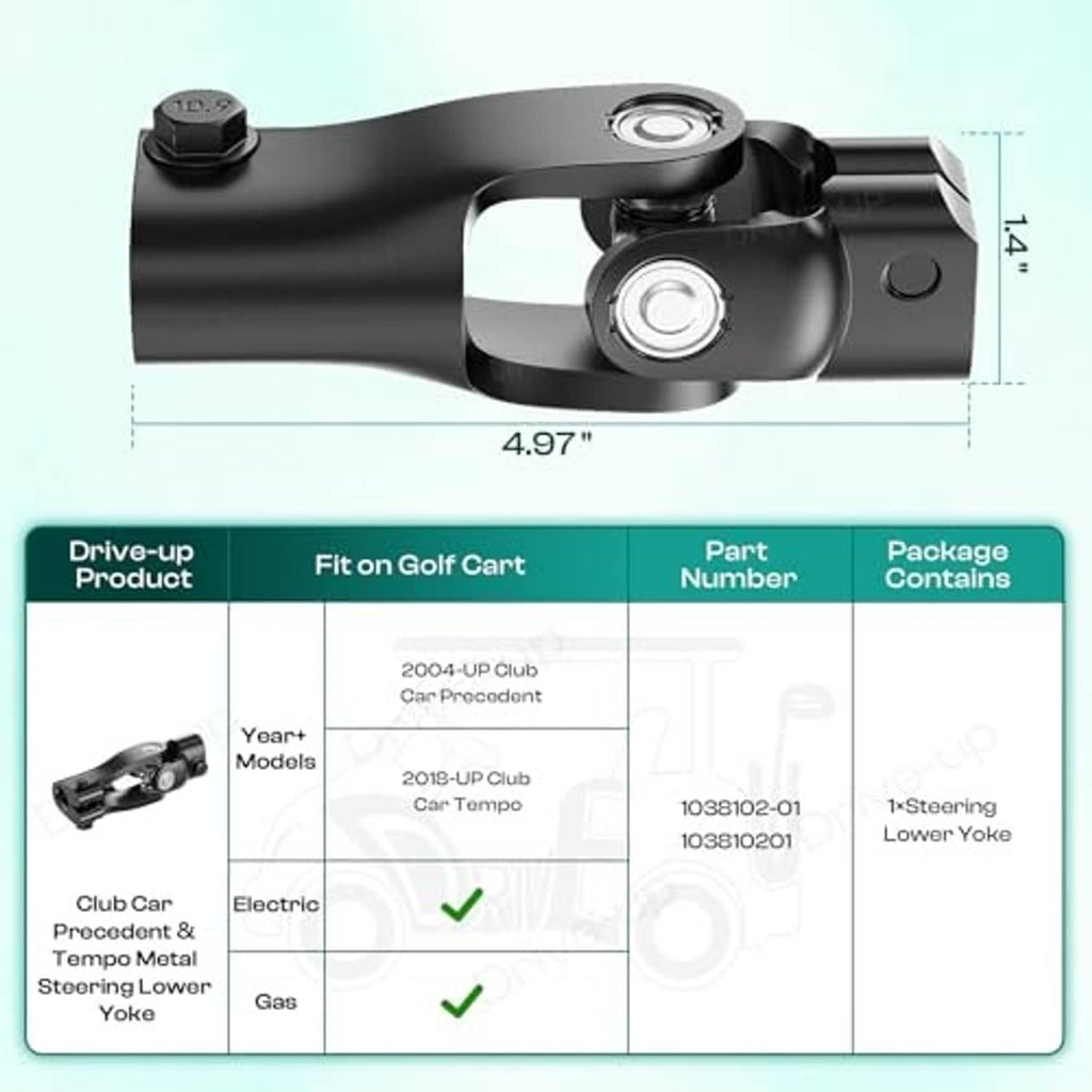 Black steering lower yoke bracket with two round bearing ports and measured profile