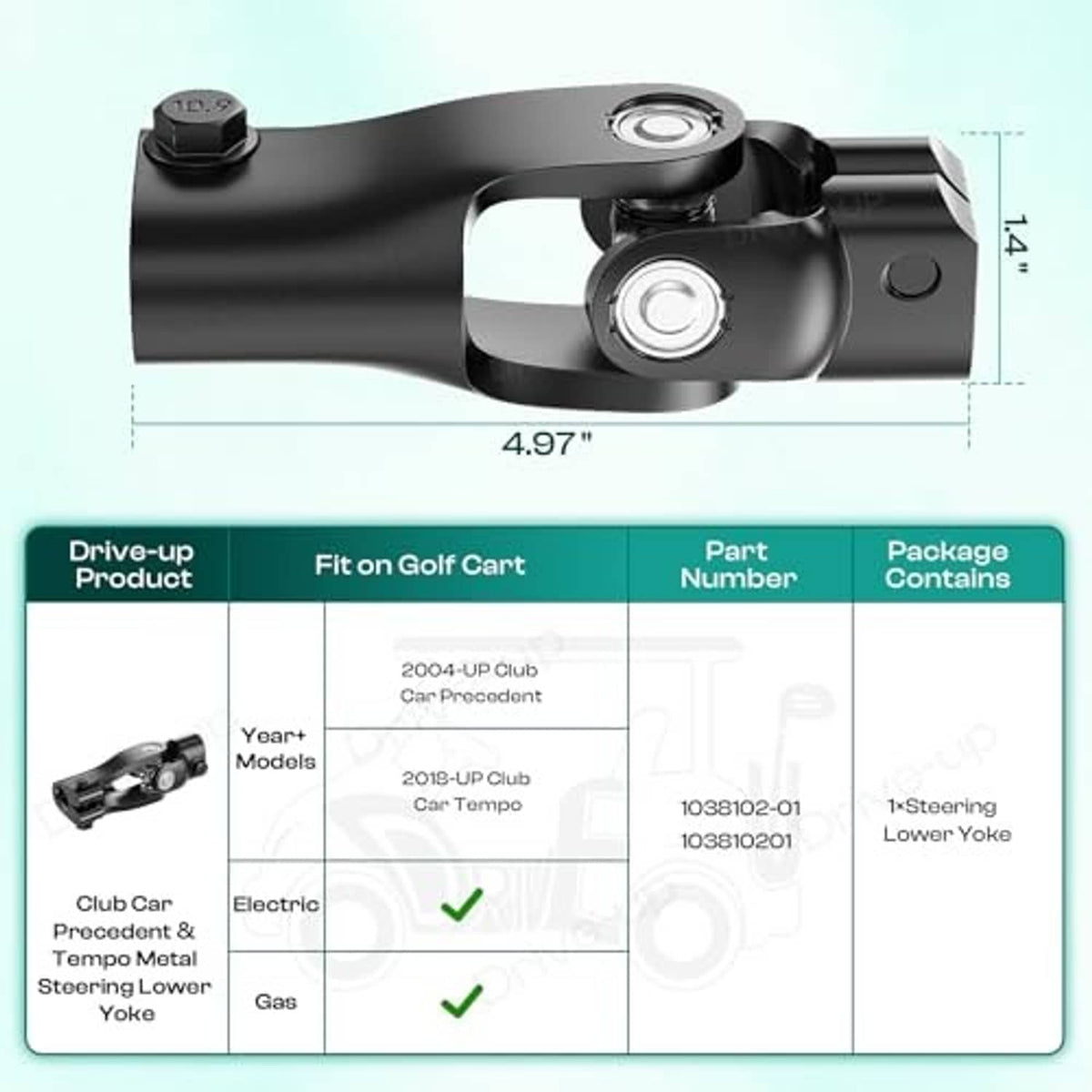 Black steering lower yoke bracket with two round bearing ports and measured profile