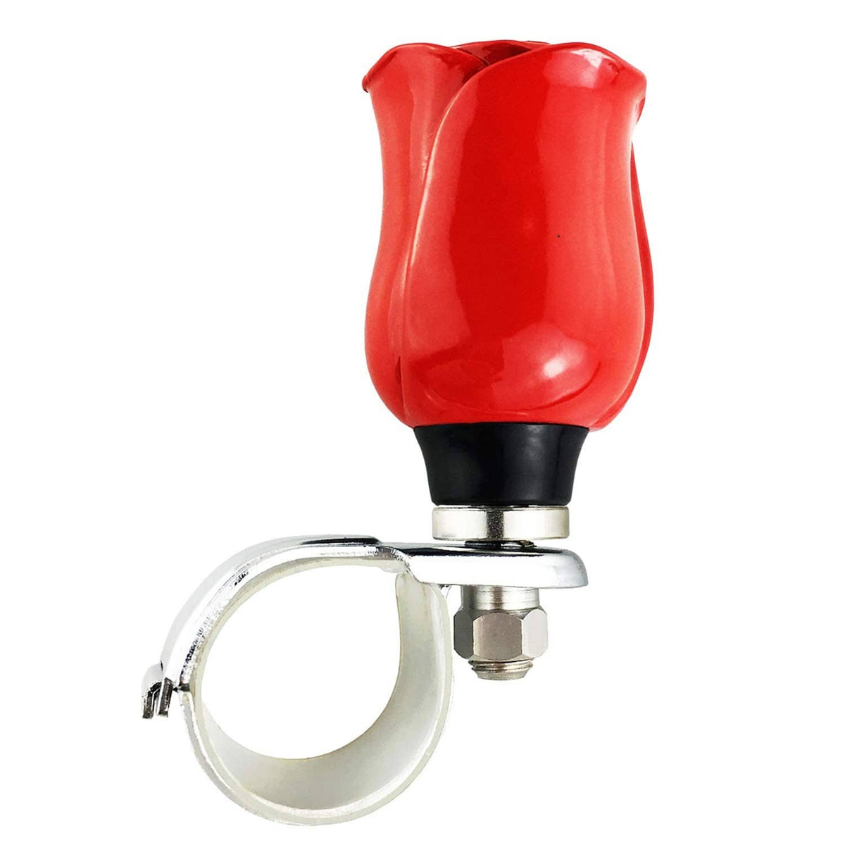 Red rose car spinner knob with chrome clamp loop