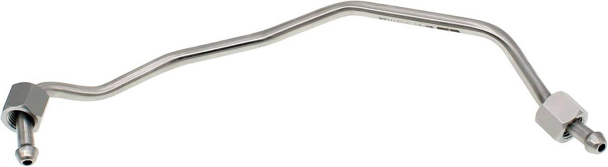Metal curved fuel line pipe with hex connector blocks and flare end ports