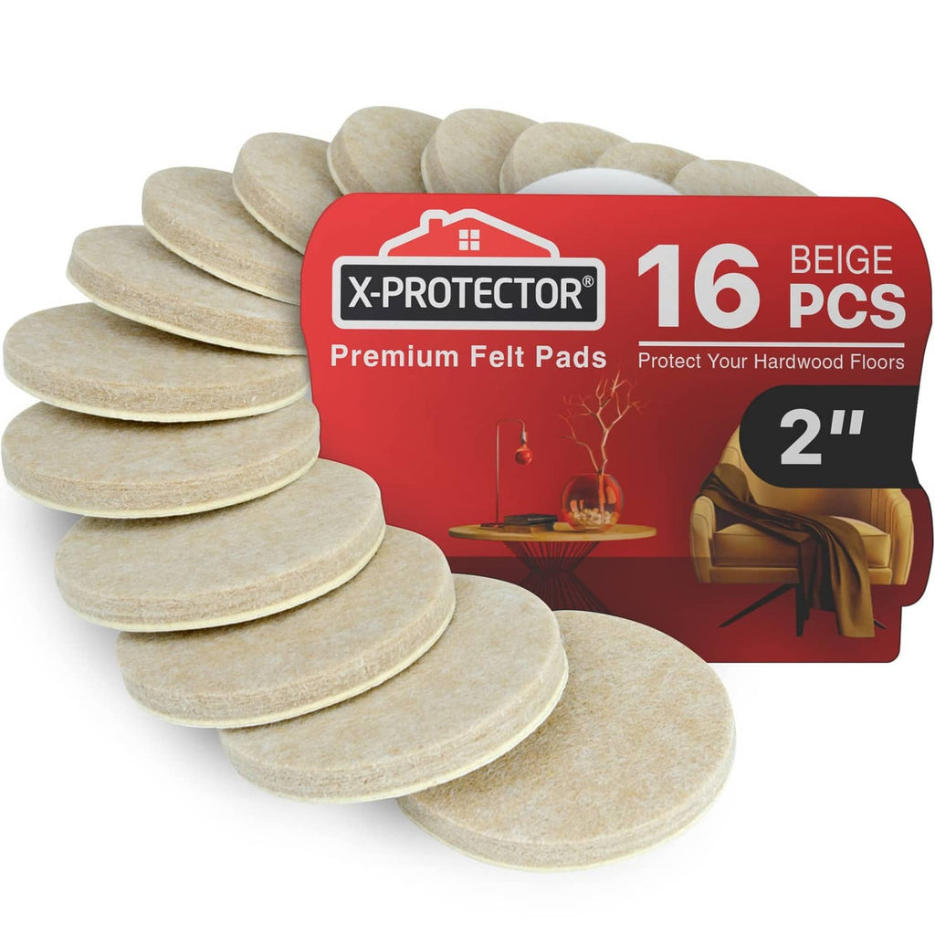 Round beige felt furniture pads, set of 16 pieces