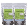 2-pack moringa leaf powder in two silver resealable pouches with green label panels