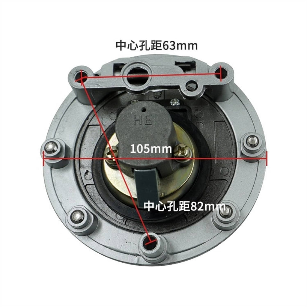 Fuel tank lock cap cover with lock cylinder and visible mounting points