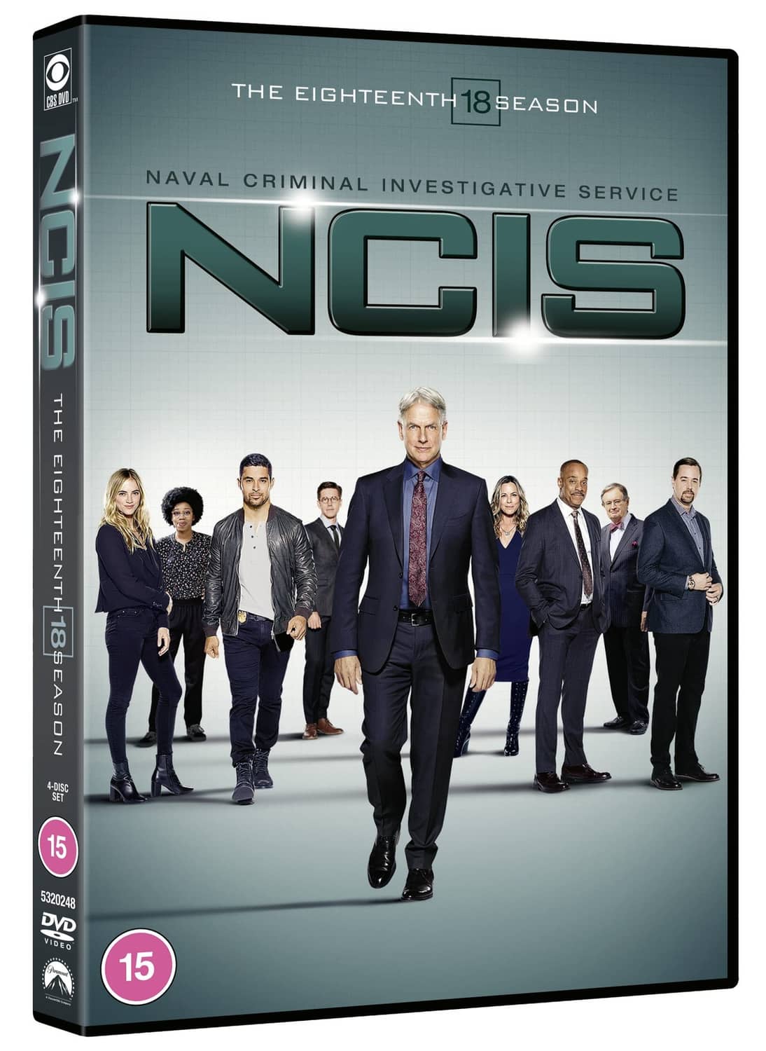 NCIS The Eighteenth Season DVD case with front cover artwork and group cast, rating 15