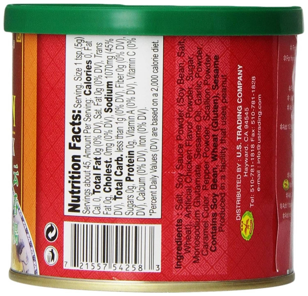 Won Ton instant soup mix jar, back panel with Nutrition Facts and barcode