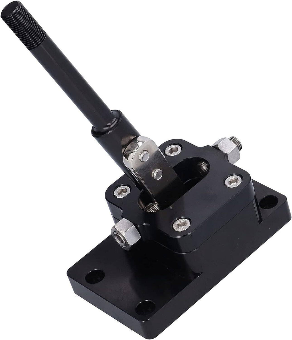 Black billet 6-speed short throw shifter with threaded lever and bolted mounting plate