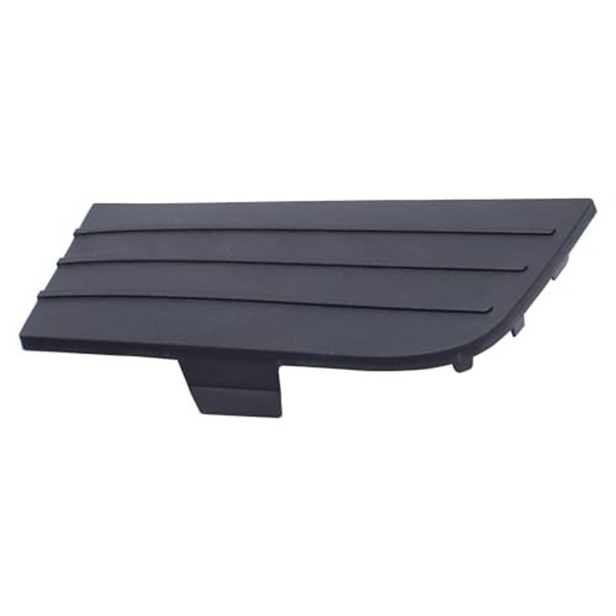 Black front bumper grille hole cover panel with angled edge and horizontal slats
