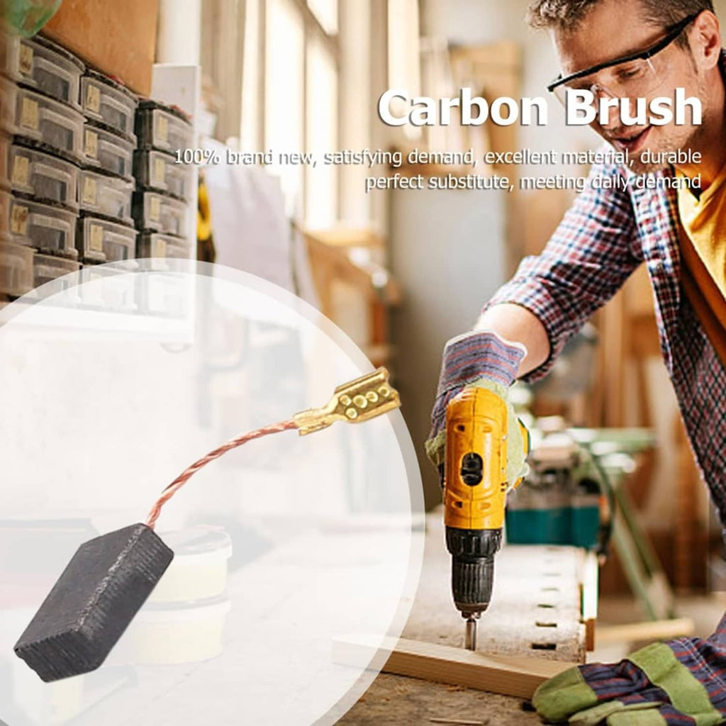 Carbon brush with gold spring connector on power tool, black brush block