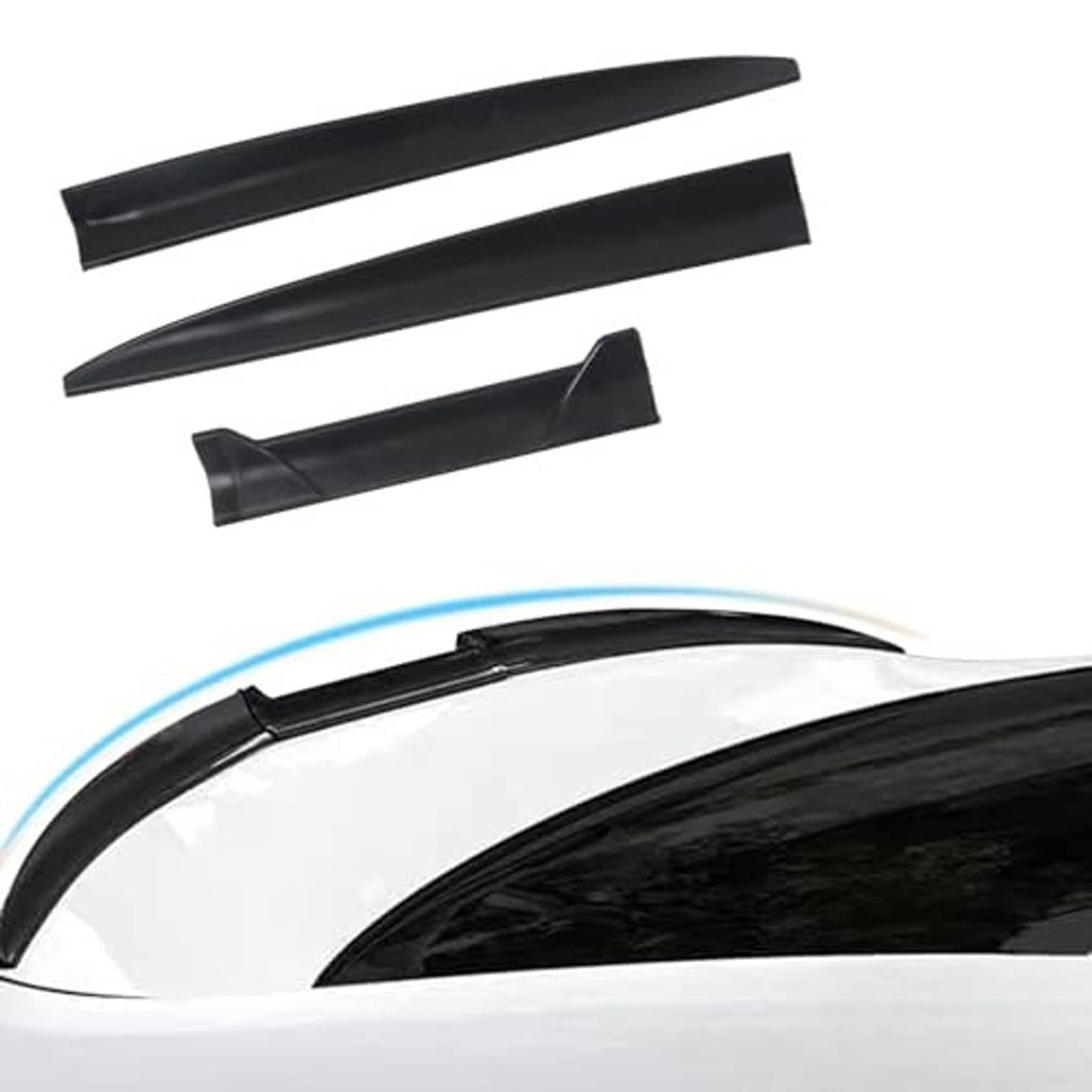 Black rear trunk spoiler tail wing pieces and car trunk edge