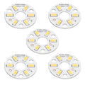 Natural white LED light chip, 32mm circular board with 6 SMD LEDs and +/− pads