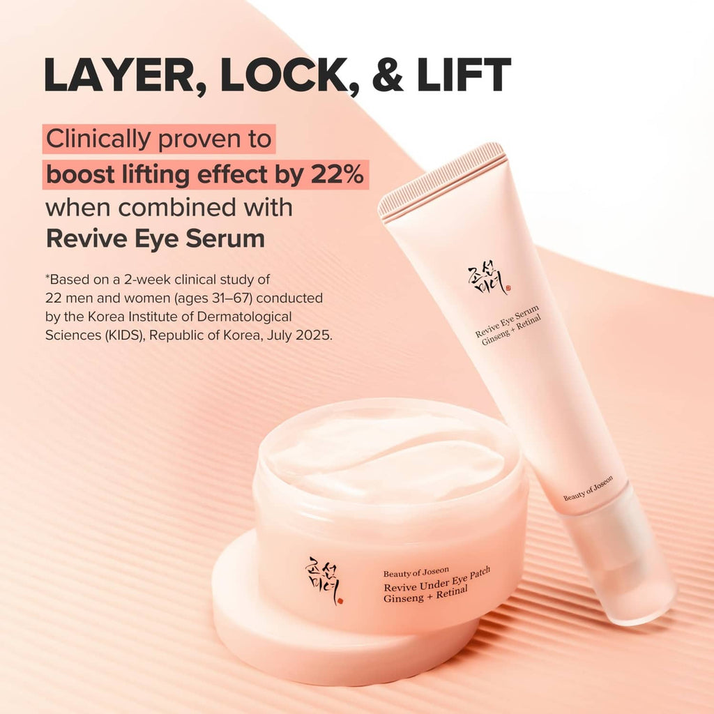 Light pink eye serum jar and squeeze tube with pale cream swirl