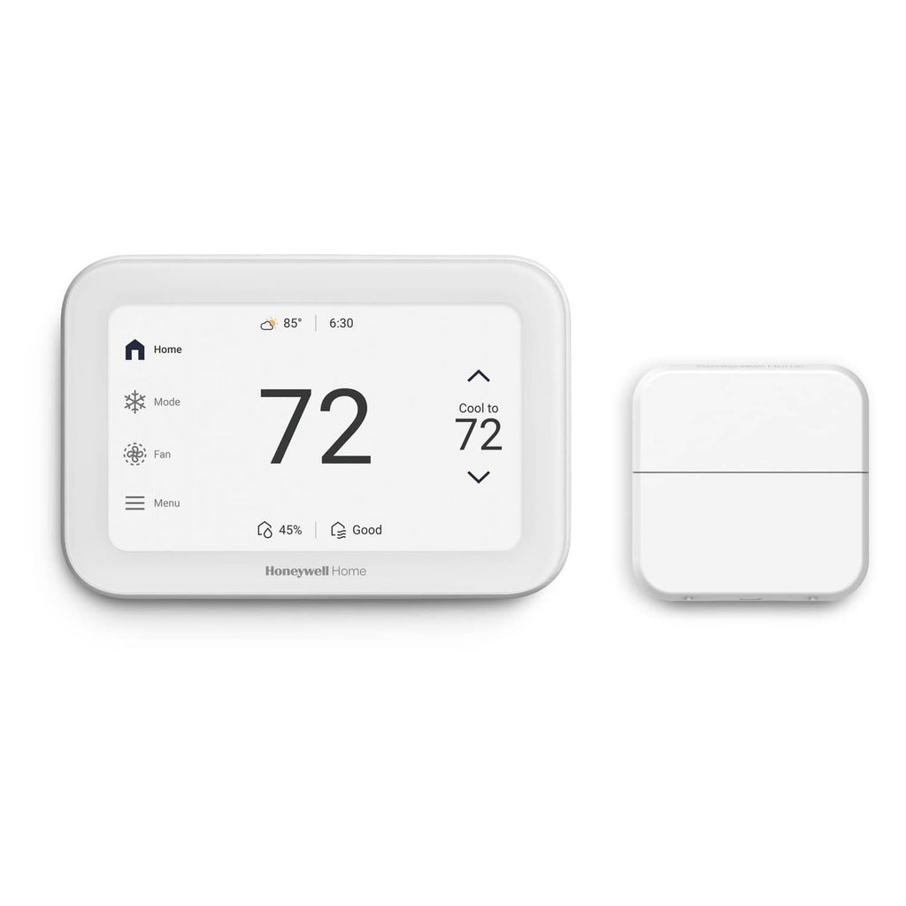 White smart programmable Wi-Fi thermostat with digital touchscreen display