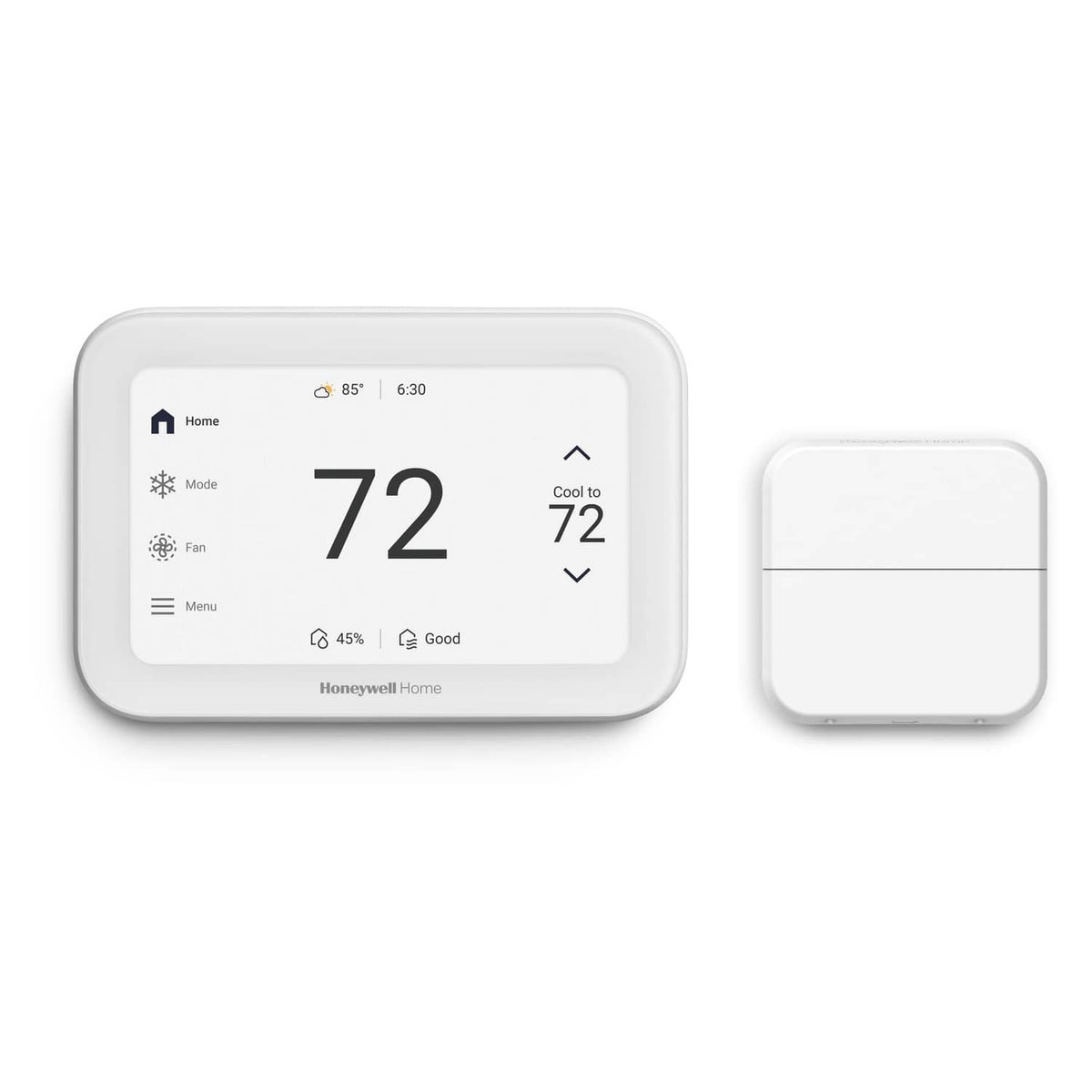 White smart programmable Wi-Fi thermostat with digital touchscreen display