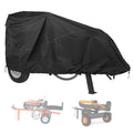 Black waterproof log splitter cover with drawstring and side panels