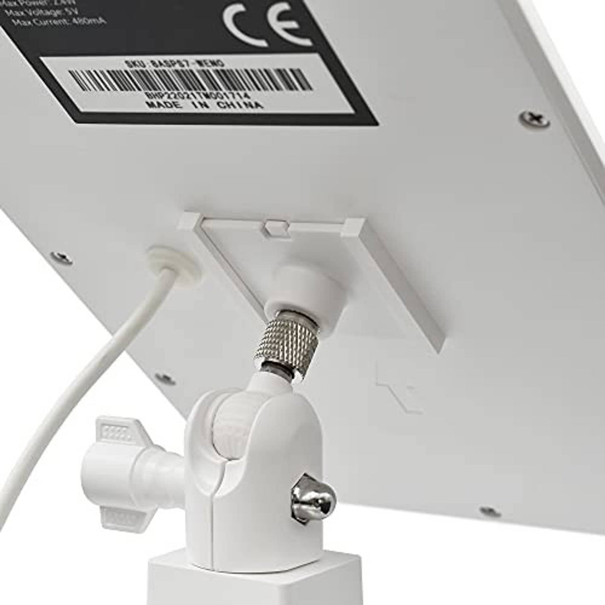 White mount rear plate with cable port and threaded connection fittings