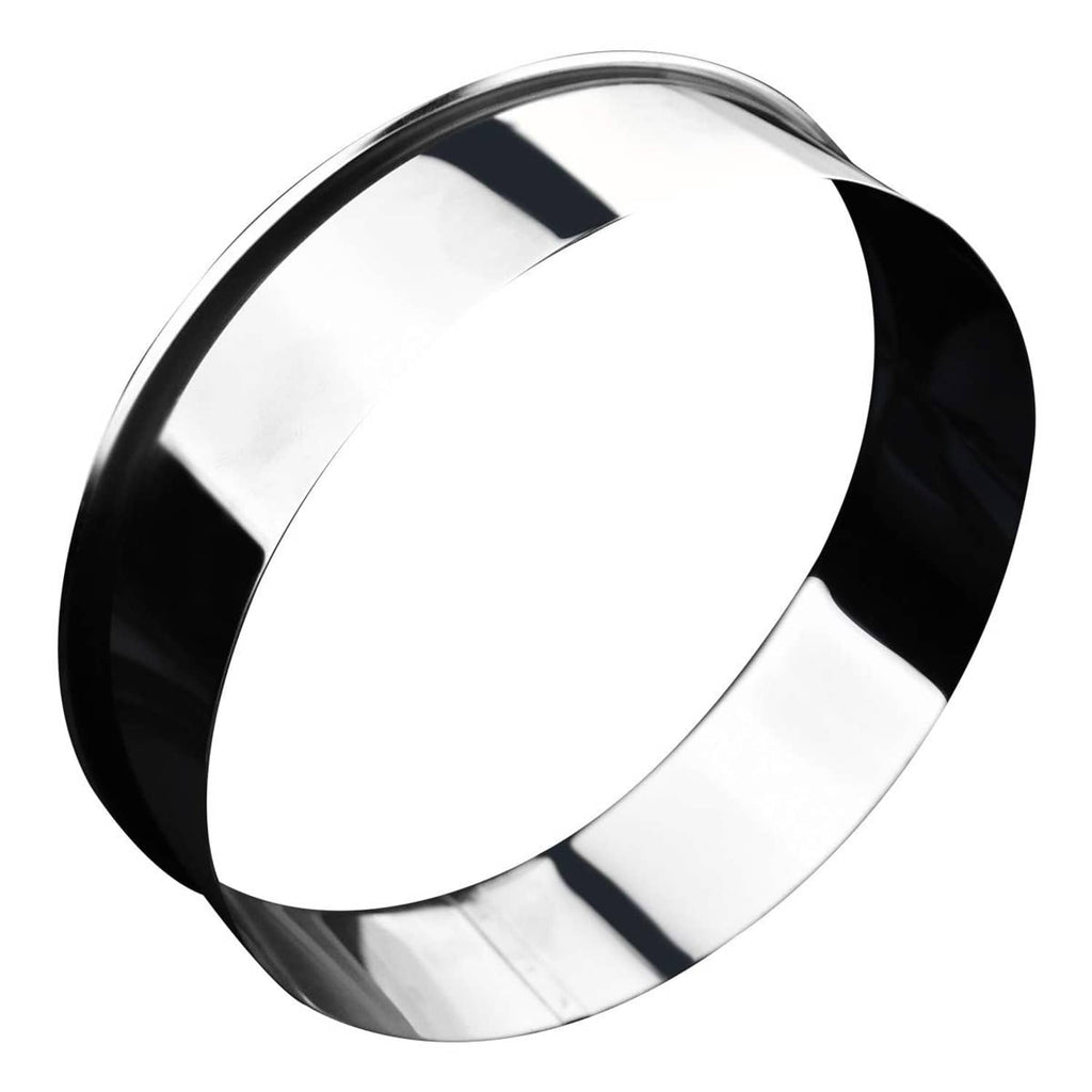 Large stainless steel round cookie cutter with a smooth mirror-finish rim