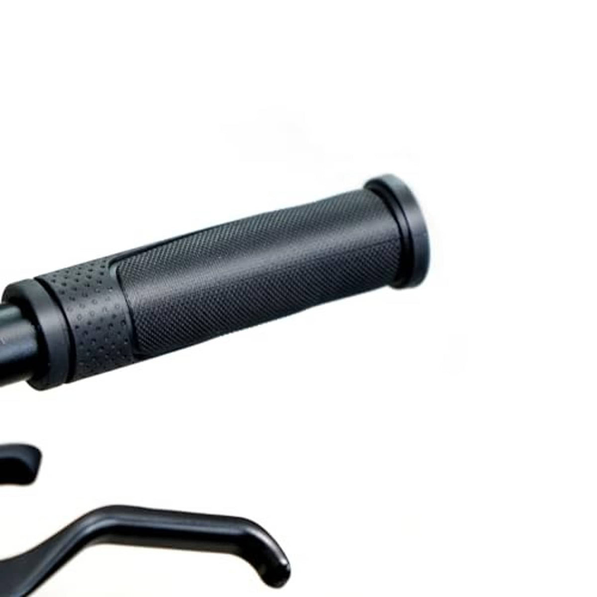 Black textured bicycle handlebar grip with ribbed pattern and solid end cap