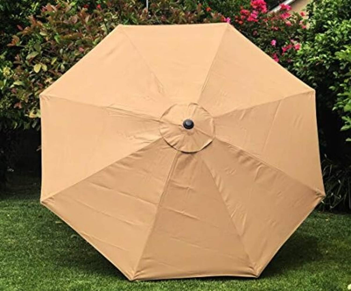 Sand patio umbrella canopy replacement with round center button and eight fabric panels