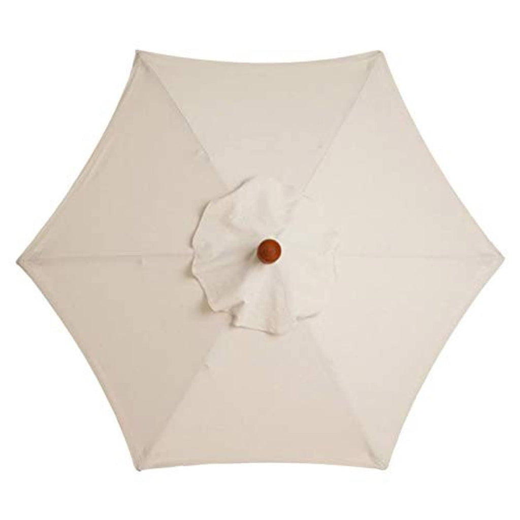 Light cream umbrella replacement canopy with ruffled center fabric and brown cap