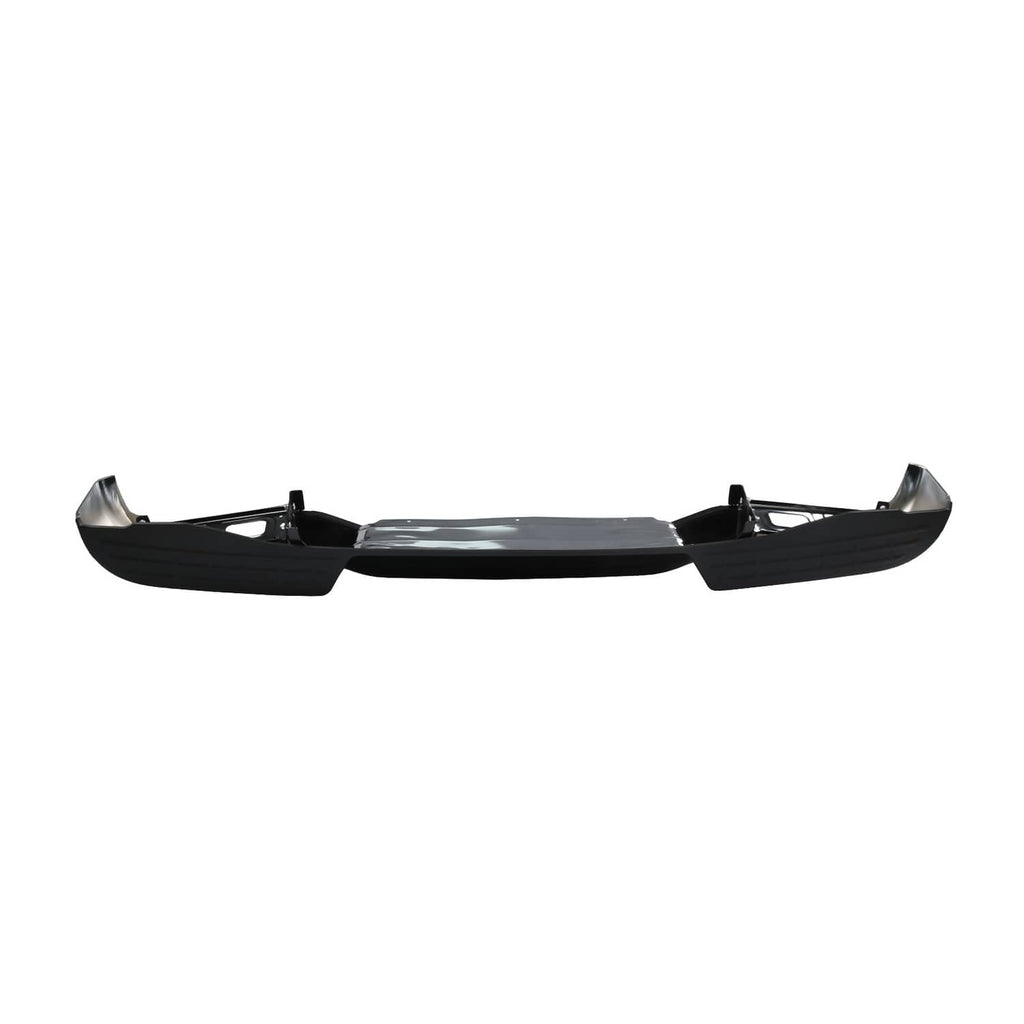 Rear bumper cover with black base and chrome accents, full-width view