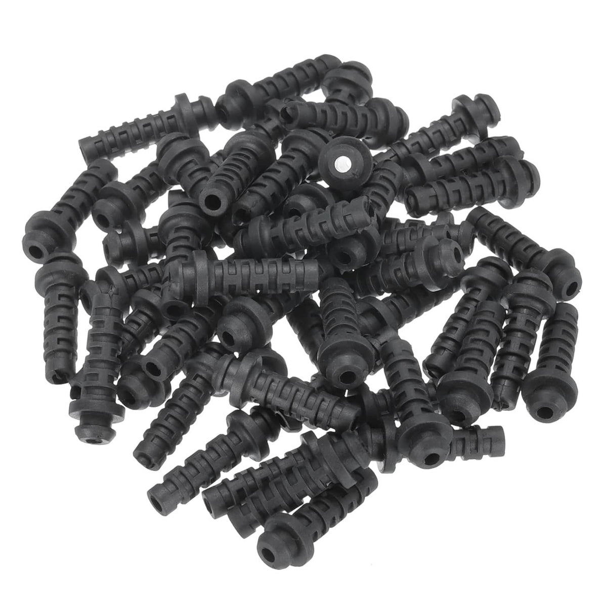 Black 3mm cable strain relief cord connectors, 50-pack of flexible bushing boots