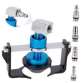 Universal brake master cylinder adapter with blue knob and quick-connect fittings